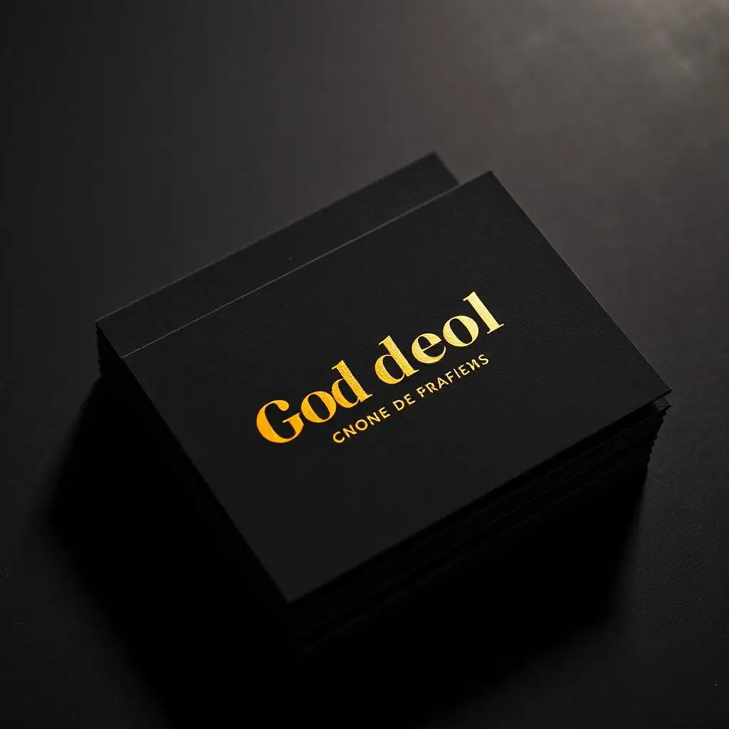 Gold Foil Business Cards — real metallic gold foil stamping on rich black or cream stock